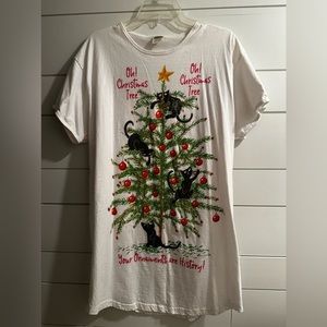 Vintage Rel-e-vant Christmas Sleepshirt Cats One Size